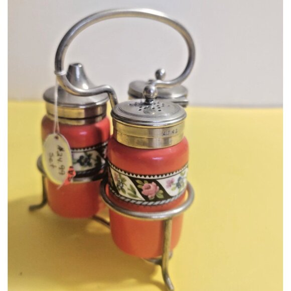 Art Deco Newport Pottery Cruet Set on silver plated EPNS stamped stand 1930's - Picture 2 of 11